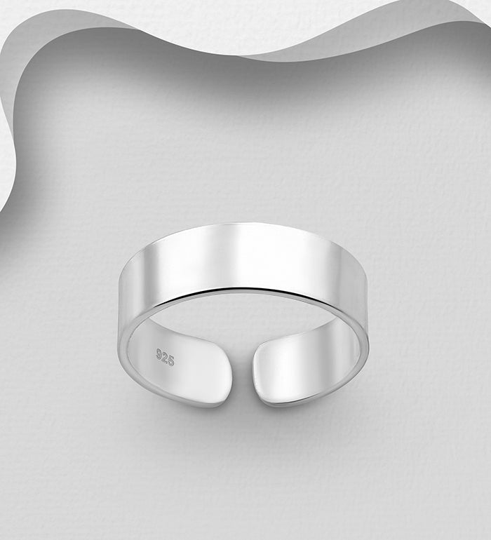 925 Sterling Silver Adjustable Engravable Toe Ring – Personalized Jewelry