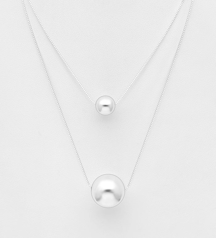925 Sterling Silver Ball Layered Choker Necklace – Minimalist Silver Jewelry