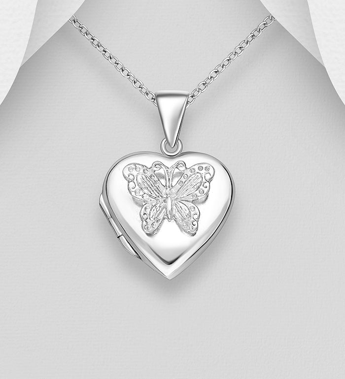 925 Sterling Silver Butterfly Locket Photo Pendant Necklace | Genzilva Canada & USA