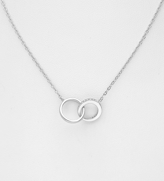 925 Sterling Silver Circle Links Necklace with CZ Simulated Diamonds – Modern Silver Jewelry