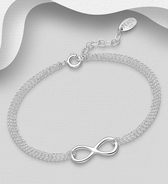 925 Sterling Silver Infinity Layered Bracelet – Elegant Symbolic Jewelry