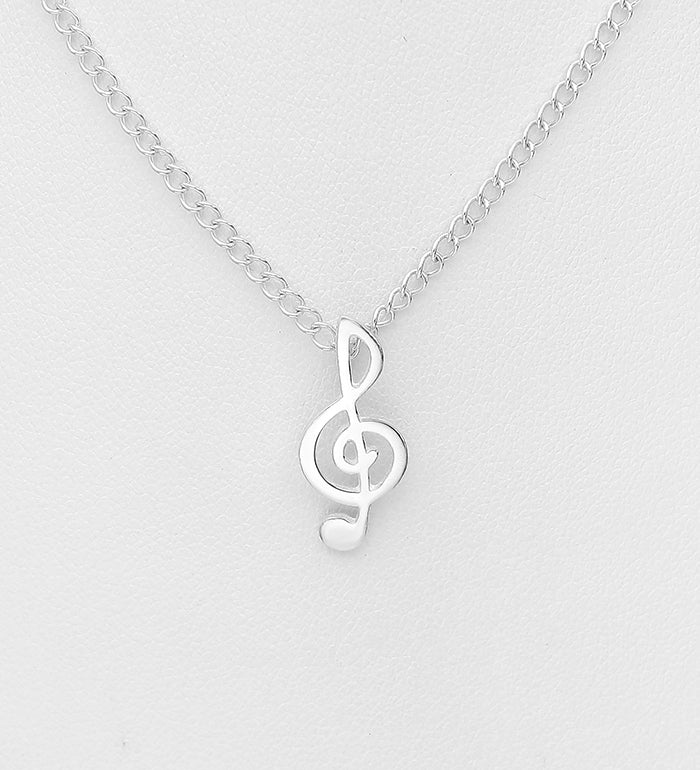 925 Sterling Silver Music Notes Necklace – Elegant Pendant Jewelry