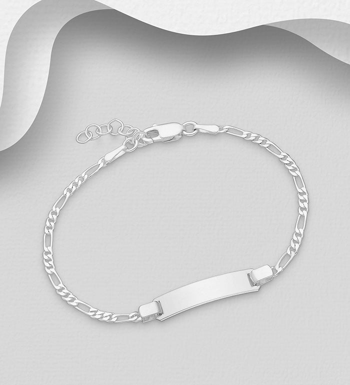 925 Sterling Silver Engravable Tag Bracelet – Made in Italy