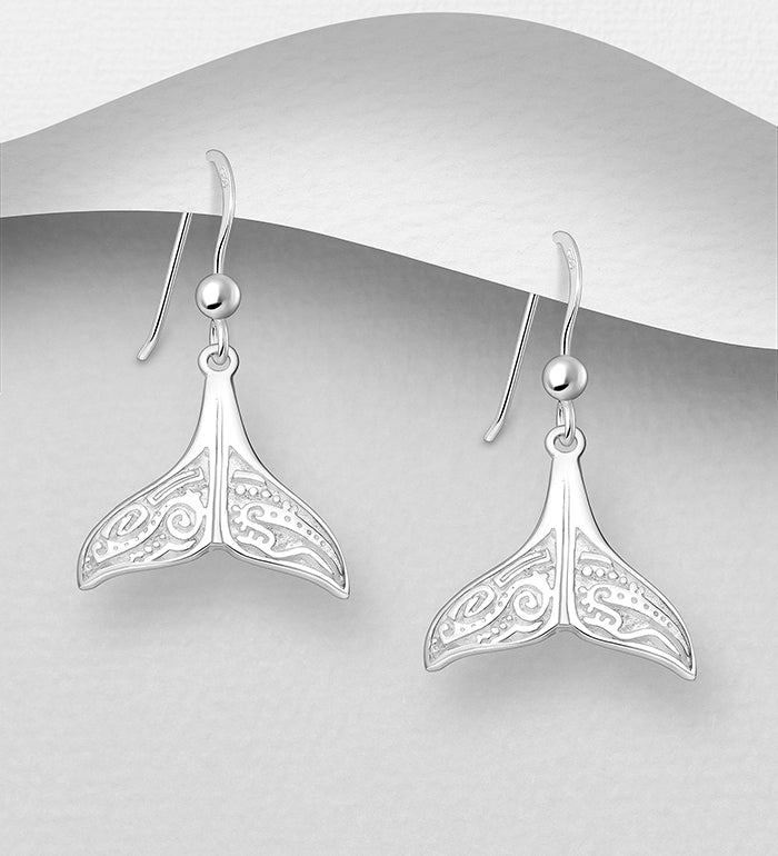 925 Sterling Silver Whale Tail Hook Earrings – Ocean-Inspired Jewelry