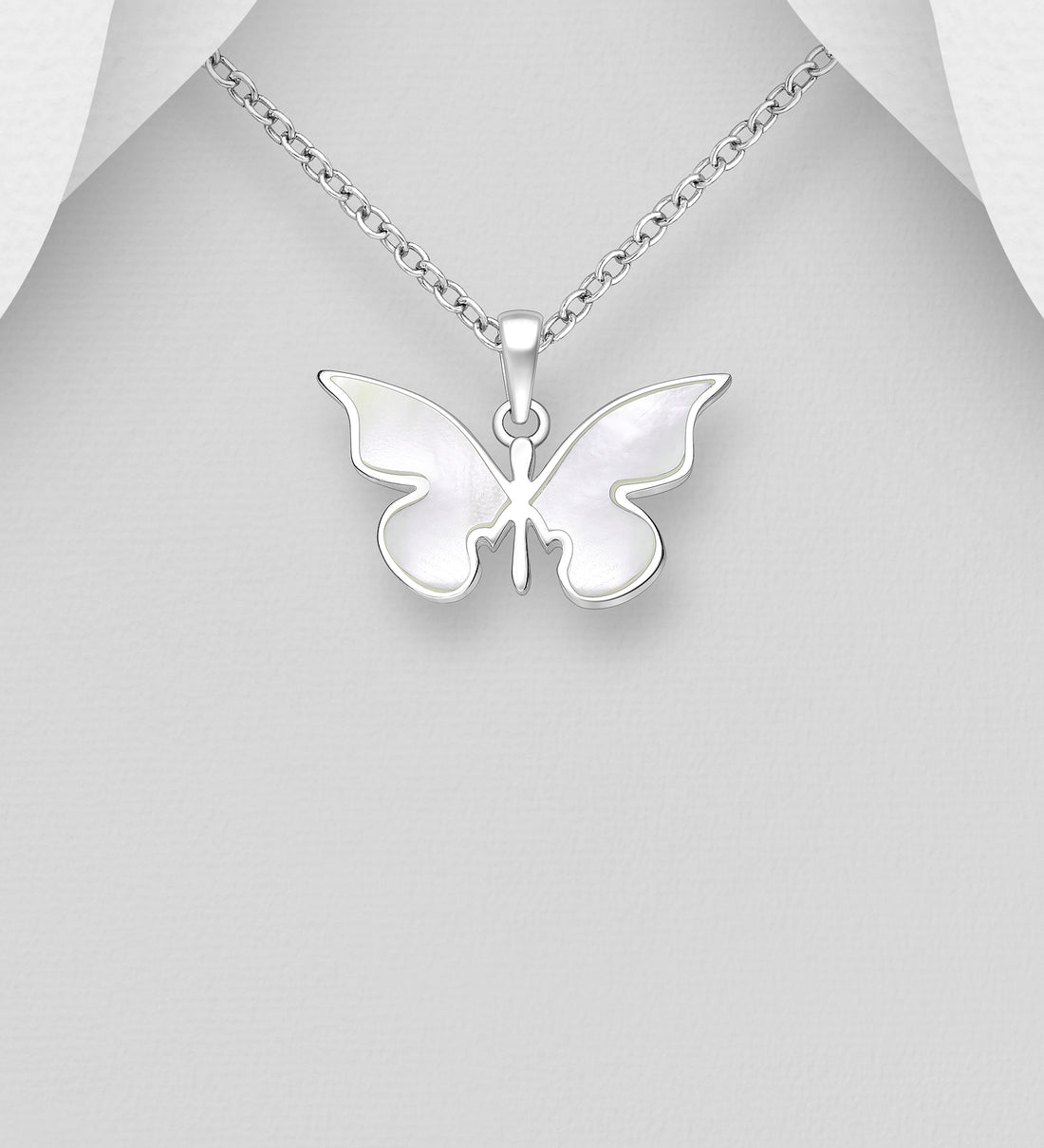 925 Sterling Silver Butterfly Pendant with Shell – Elegant Nature-Inspired Jewelry