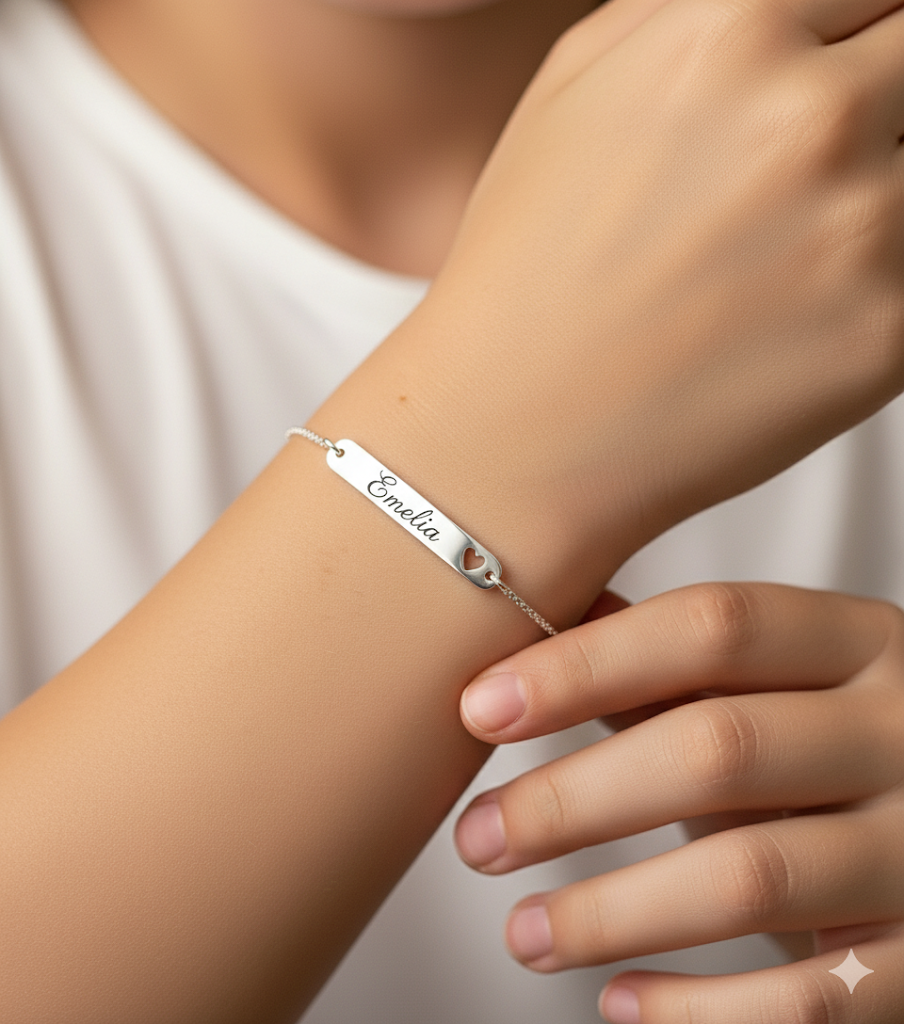 925 Sterling Silver Engravable Heart Bracelet – Personalized Jewelry Gift