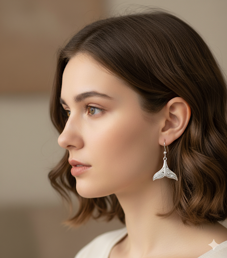 925 Sterling Silver Whale Tail Hook Earrings – Ocean-Inspired Jewelry