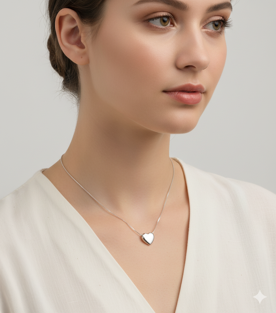 925 Sterling Silver Heart Necklace – Classic Pendant Jewelry